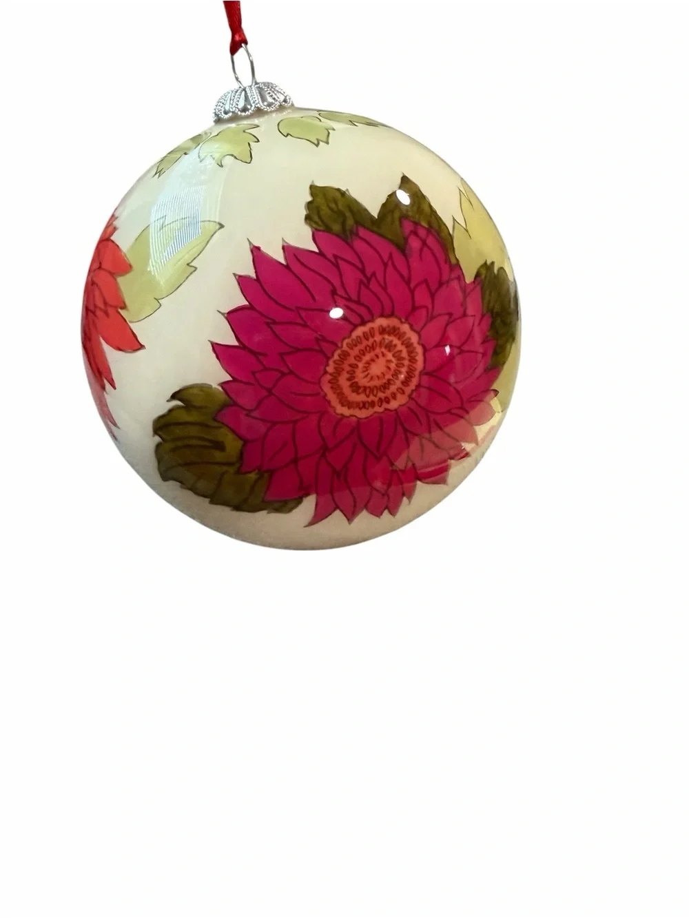 Vera Bradley Dahlia 2010 Glass Ball Ornament Christmas W Box